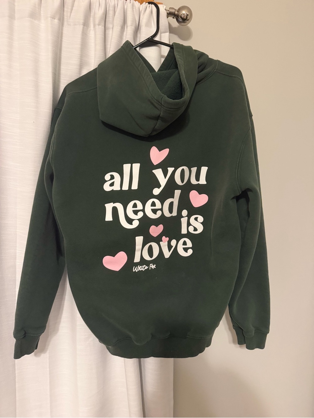 White Fox Dark Green Hoodie - Picture 2 of 3